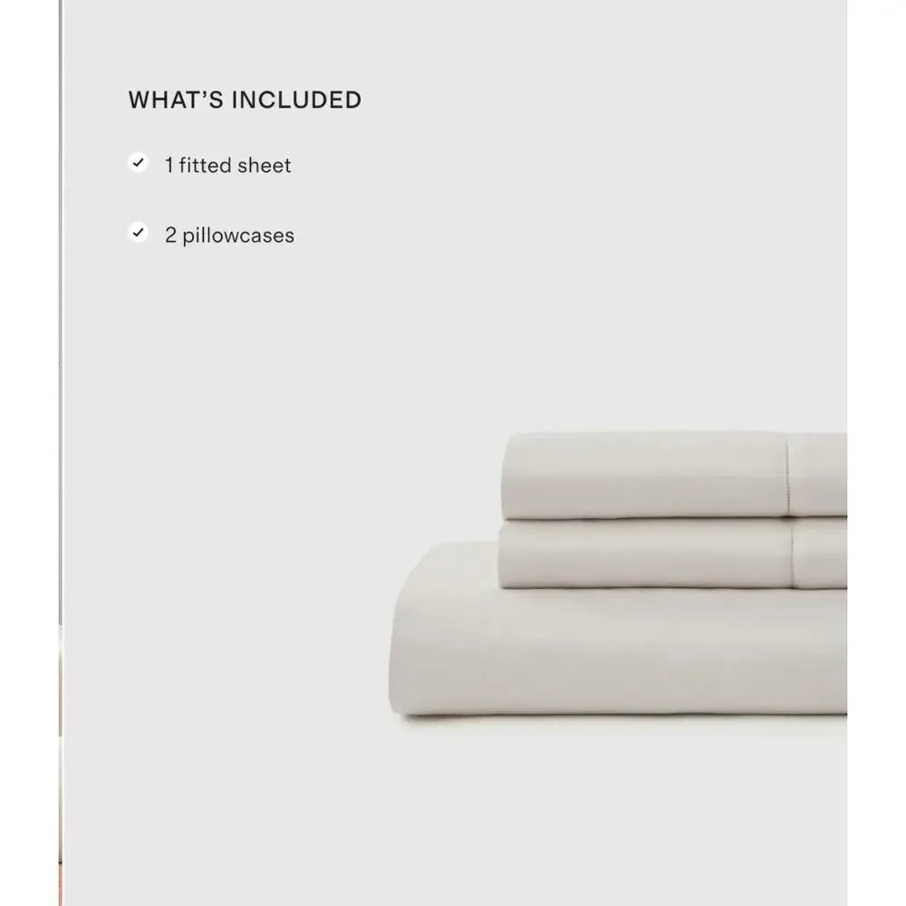 Quince Signature Giza Cotton Sateen Fitted King Sheet Set Sand